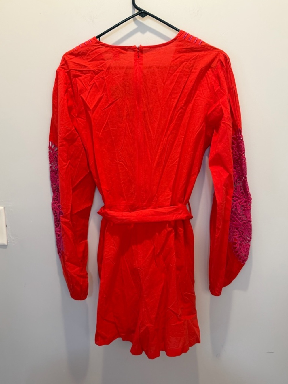 Chelsea & Violet Red Livvy Long Sleeve Romper with Purple Eyelet Detail Trim NWT - Picture 7 of 8